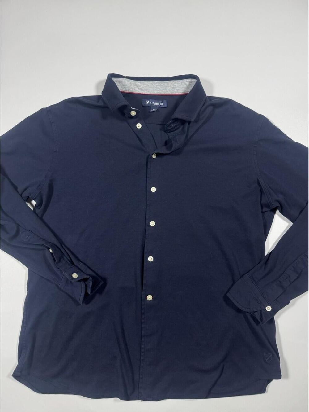 Cremieux Stretch Knit Button Front Shirt Mens XL Navy Long Sleeve